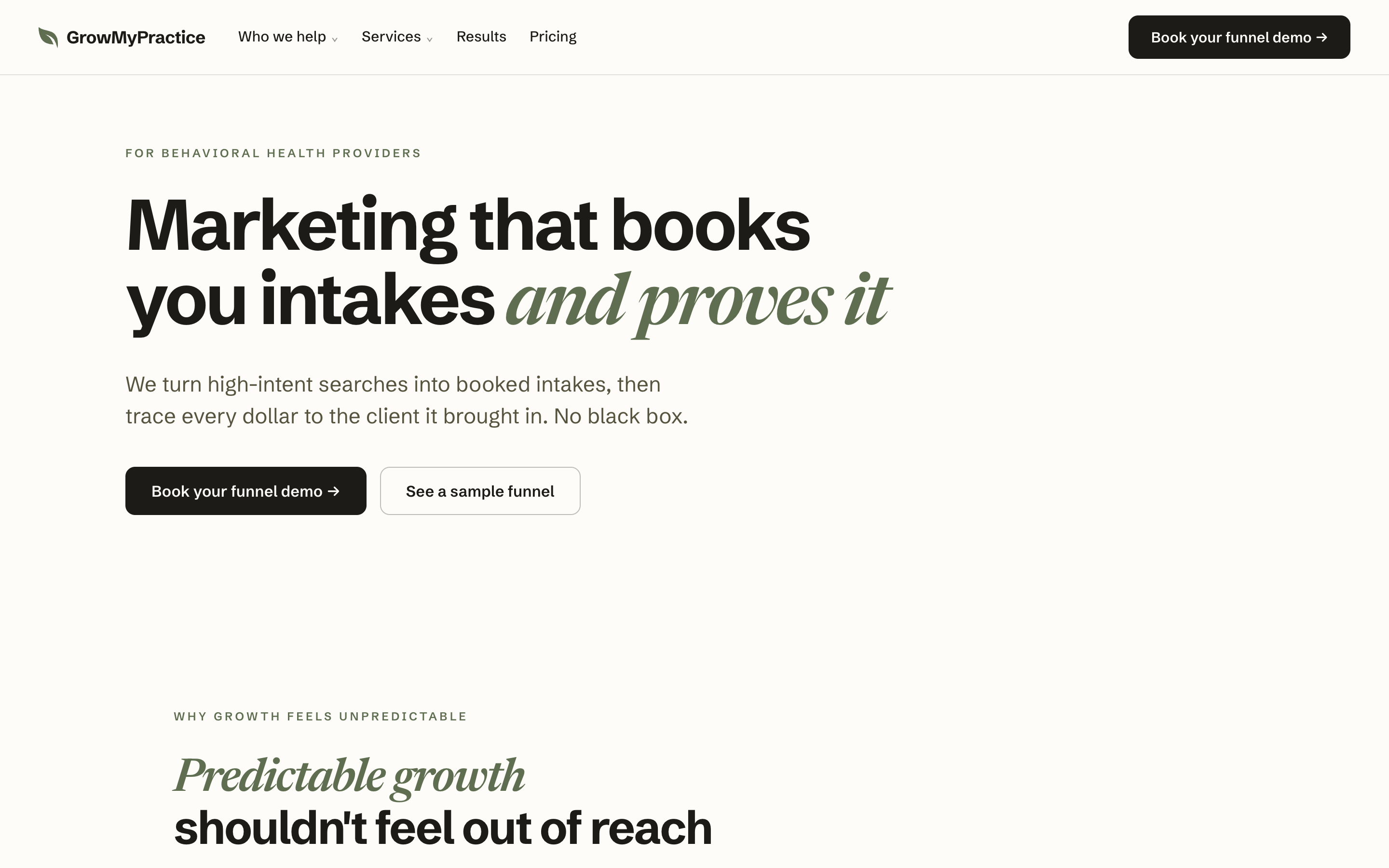 The GrowMyPractice homepage hero